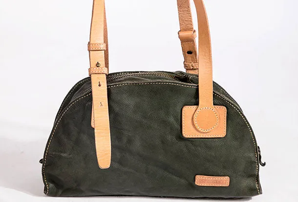 Genuine Leather Bag Semicircle Style Handmade Handbag Shoulder Bag Purse For Women