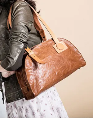 Genuine Leather Bag Semicircle Style Handmade Handbag Shoulder Bag Purse For Women