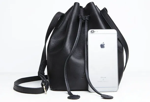Genuine Leather Cute Bucket Bag Crossbody Bag Shoulder Bag Women Leather Purse