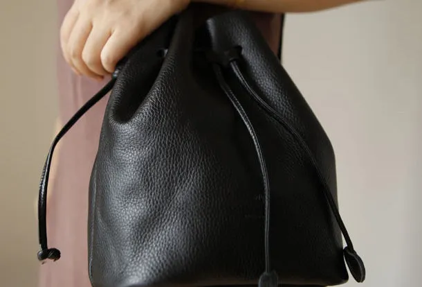 Genuine Leather Cute Bucket Bag Crossbody Bag Shoulder Bag Women Leather Purse