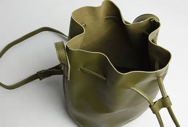 Genuine Leather Cute Bucket Bag Crossbody Bag Shoulder Bag Women Leather Purse