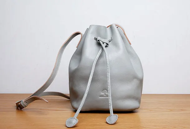 Genuine Leather Cute Bucket Bag Crossbody Bag Shoulder Bag Women Leather Purse