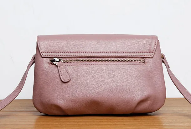 Genuine Leather Cute Purple Crossbody Bag Shoulder Bag Women Leather Purse