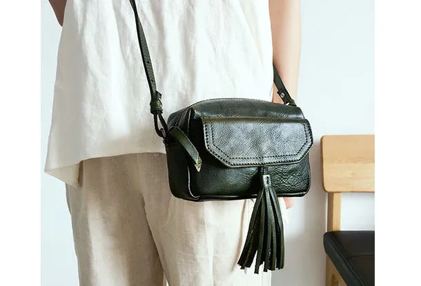 Genuine Leather Cute Tassels Crossbody Bag Shoulder Bag Women Girl Fashion Leather Purse
