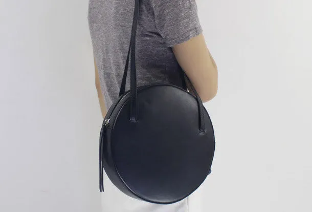 Genuine Leather round bag shoulder bag purse for women leather backpack