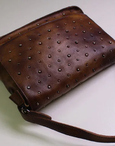 Genuine Leather shoulder bag messenger bag rivet for women leather crossbody bag