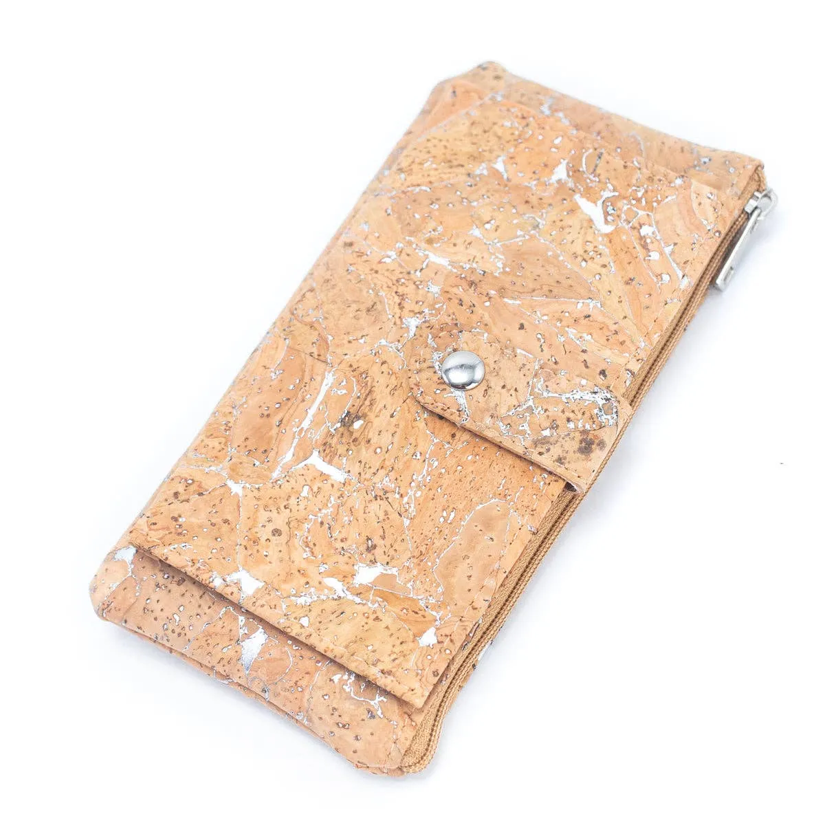 Gold and silver cork Slim card snap long wallet BAG-2234