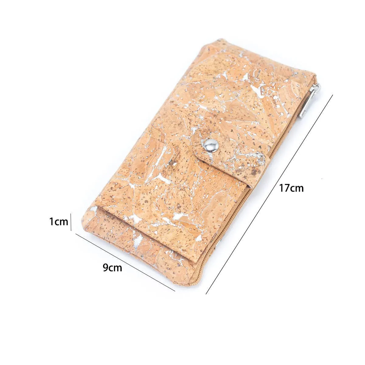 Gold and silver cork Slim card snap long wallet BAG-2234