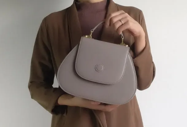 Gray Leather Handbag Purse Shoulder Bag for Women Leather Crossbody Bag
