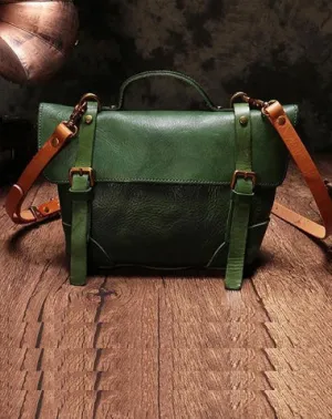 Green Womens Leather Satchel Shoulder Bag Leather Brown Women's Satchel Handbag Purse