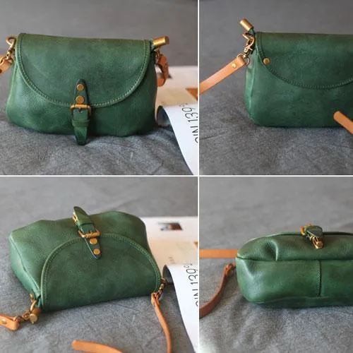 Green Womens Leather Satchel Side Bag Womens Leather Small Shoulder Bag Crossbody Bag Purse