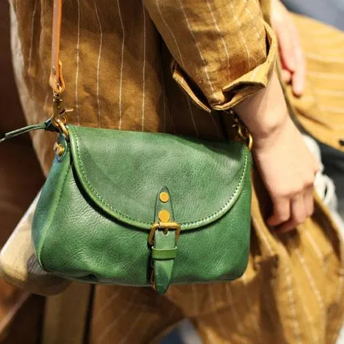 Green Womens Leather Satchel Side Bag Womens Leather Small Shoulder Bag Crossbody Bag Purse
