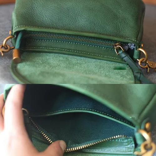 Green Womens Leather Satchel Side Bag Womens Leather Small Shoulder Bag Crossbody Bag Purse