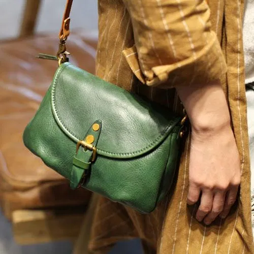 Green Womens Leather Satchel Side Bag Womens Leather Small Shoulder Bag Crossbody Bag Purse