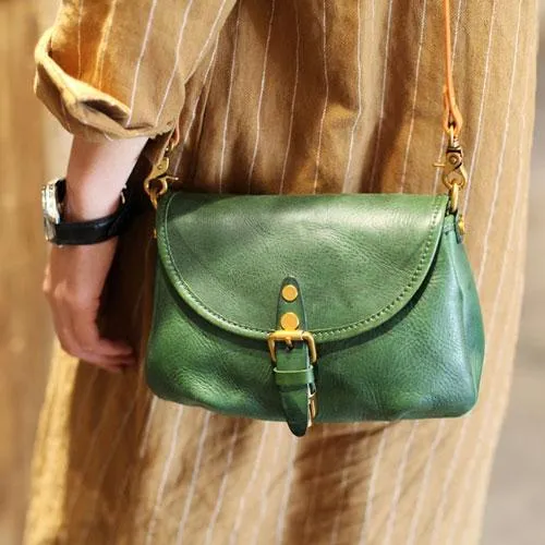 Green Womens Leather Satchel Side Bag Womens Leather Small Shoulder Bag Crossbody Bag Purse