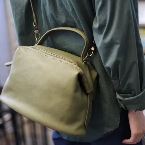 Grey Womens Soft Leather Satchel Handbag Green Women's Satchel Shoulder Bag Crossbody Purse