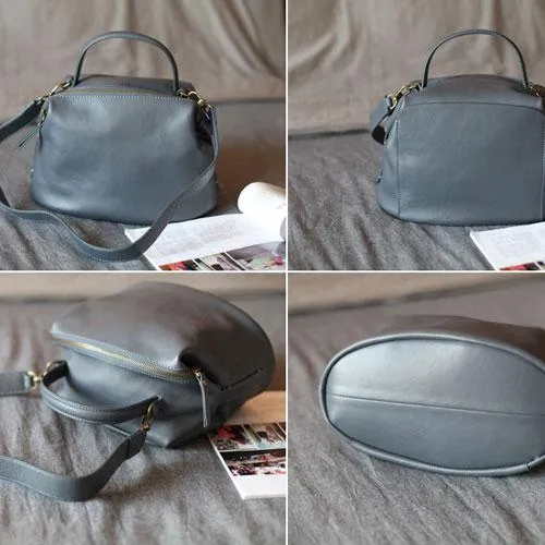 Grey Womens Soft Leather Satchel Handbag Green Women's Satchel Shoulder Bag Crossbody Purse