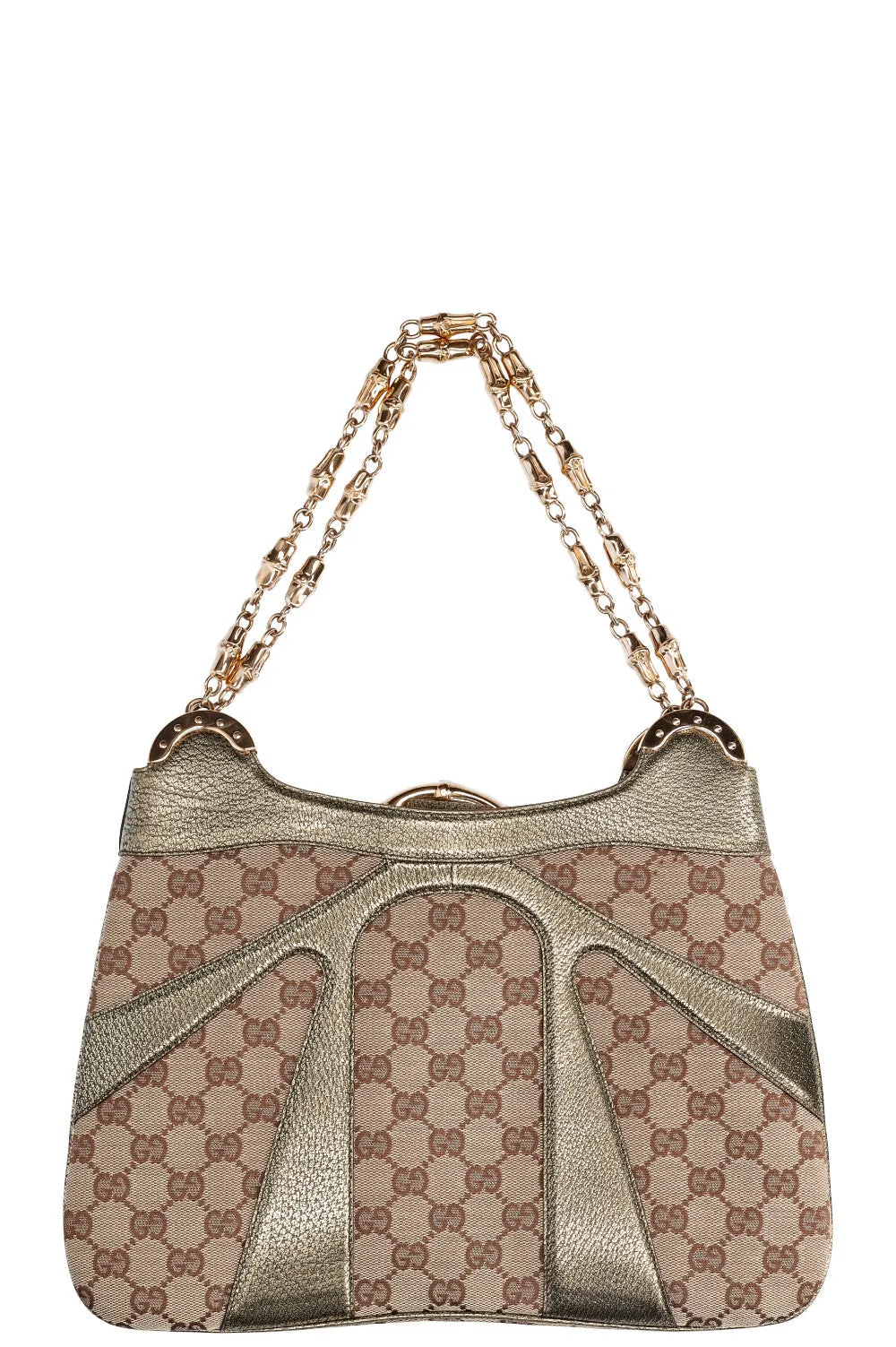 GUCCI Bamboo Chain Shoulder Bag  GG Canvas