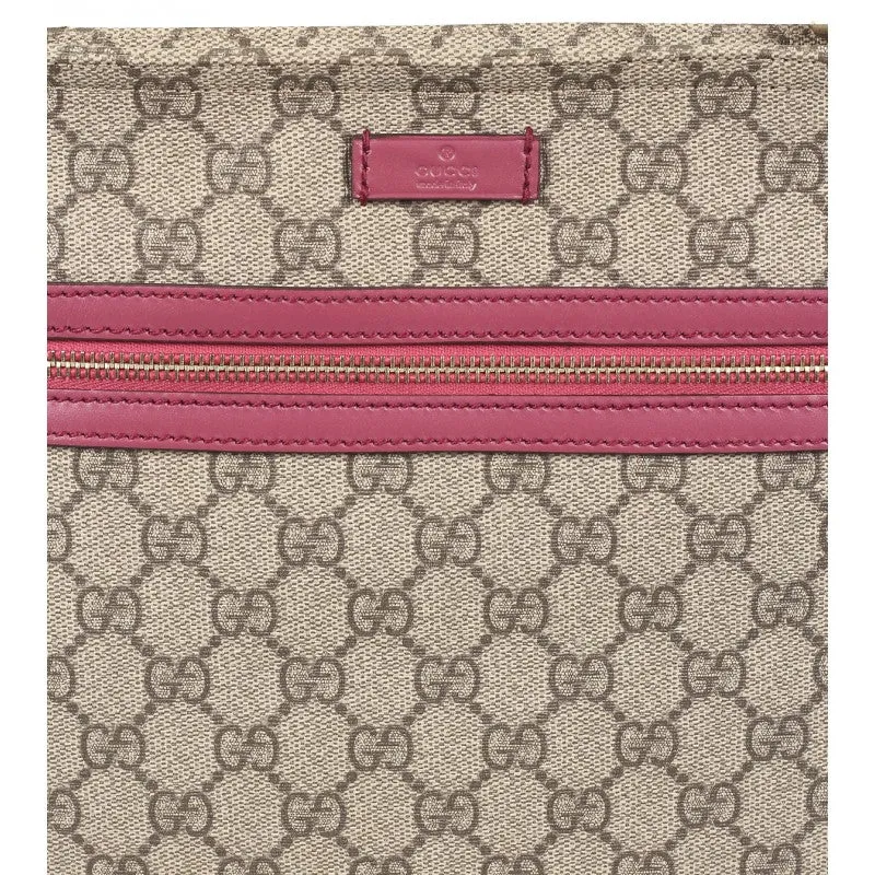 Gucci Beige & lilac GG supreme canvas flat messenger bag