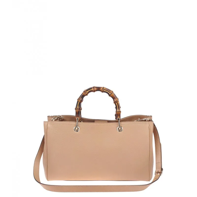 Gucci Beige leather bamboo shopper tote