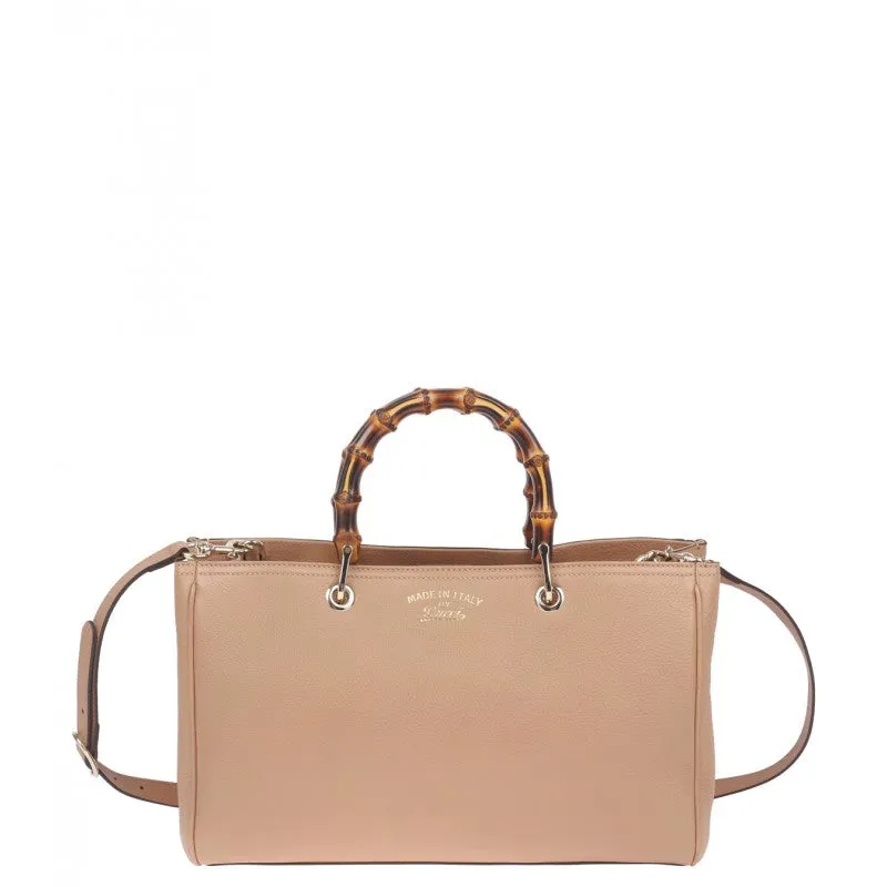 Gucci Beige leather bamboo shopper tote