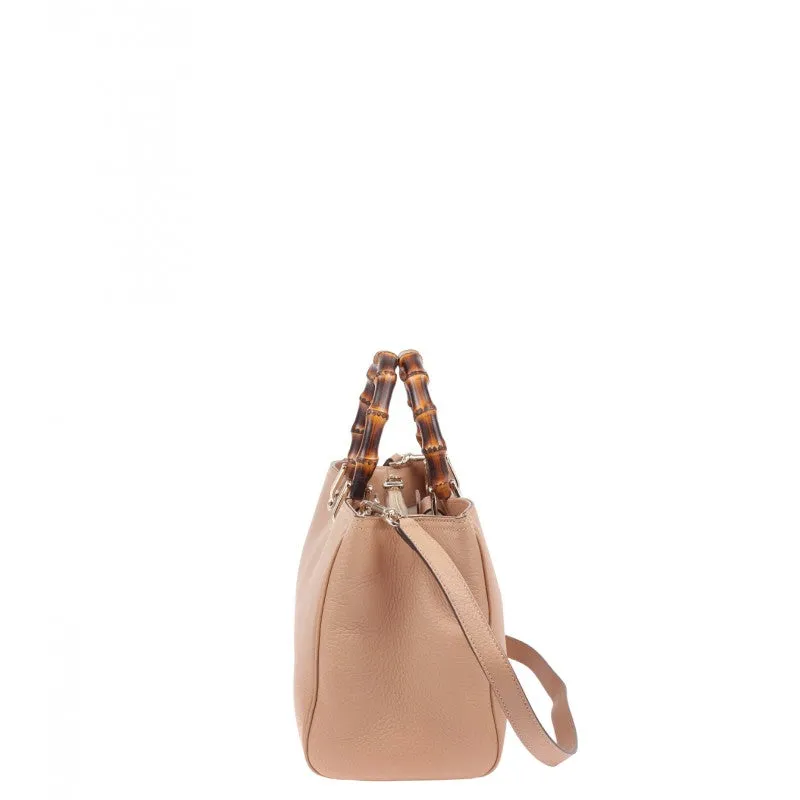 Gucci Beige leather bamboo shopper tote