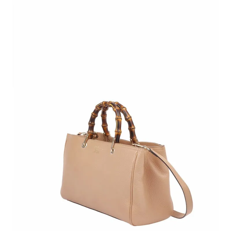 Gucci Beige leather bamboo shopper tote