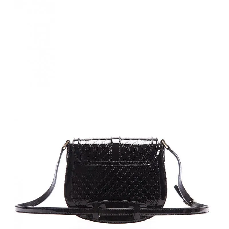 Gucci Black patent leather saddle bag