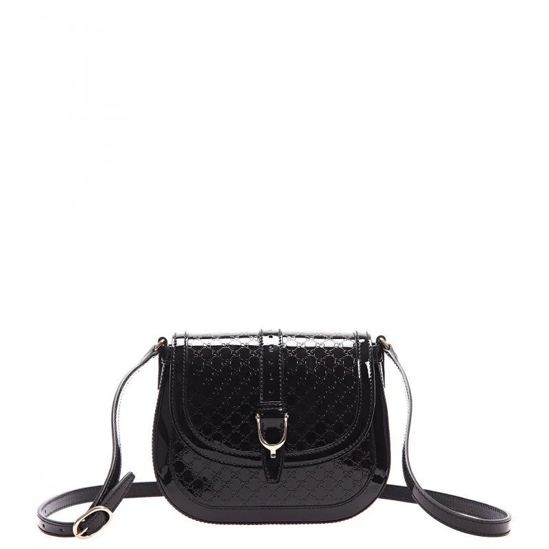 Gucci Black patent leather saddle bag