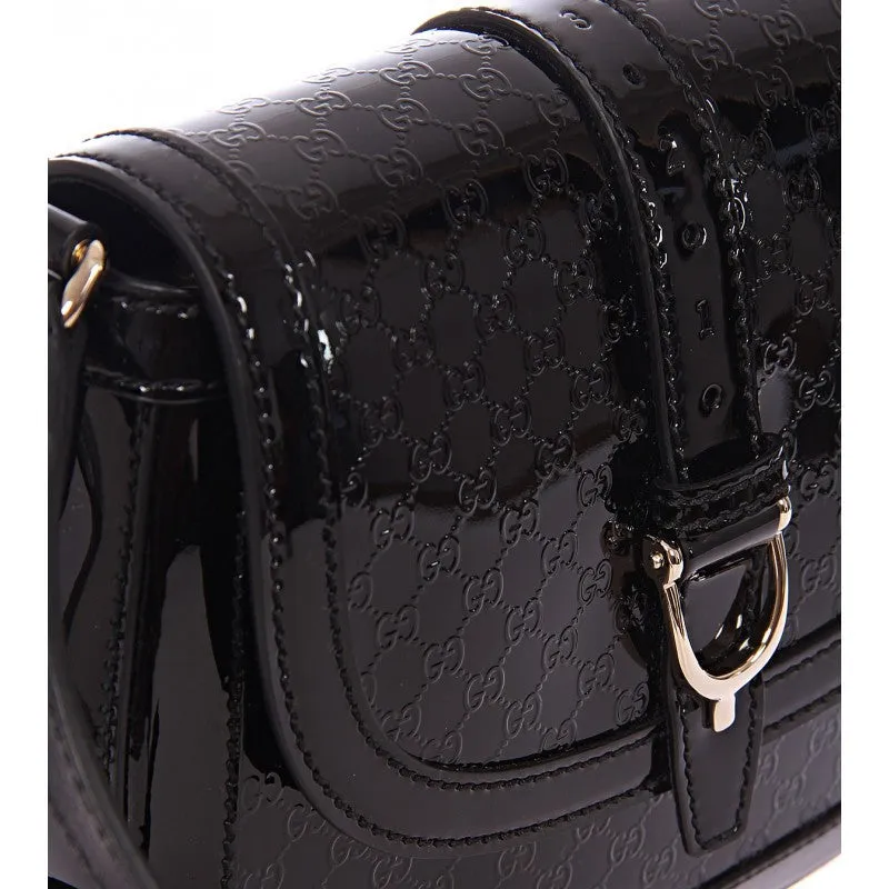 Gucci Black patent leather saddle bag