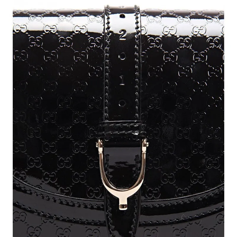 Gucci Black patent leather saddle bag