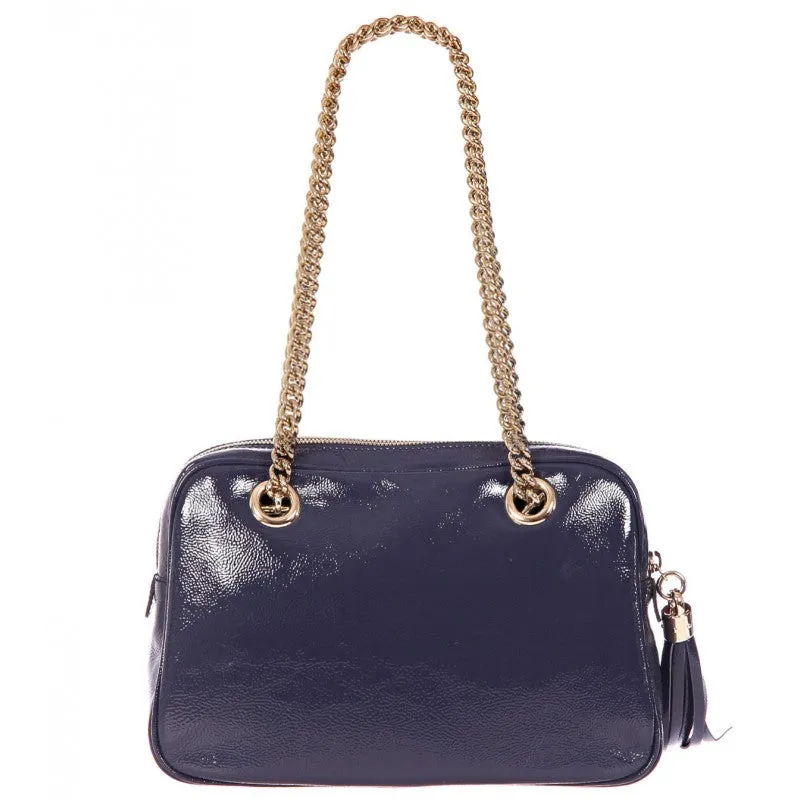 Gucci Blue Soho soft patent leather shoulder bag