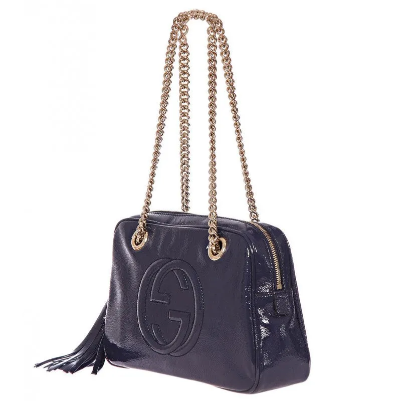 Gucci Blue Soho soft patent leather shoulder bag
