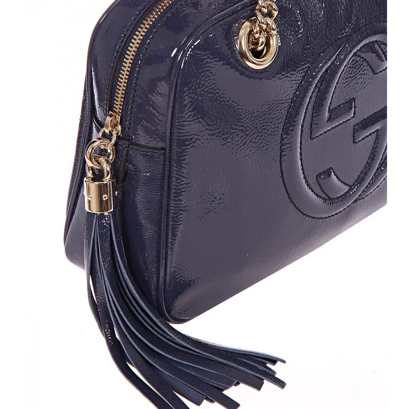 Gucci Blue Soho soft patent leather shoulder bag