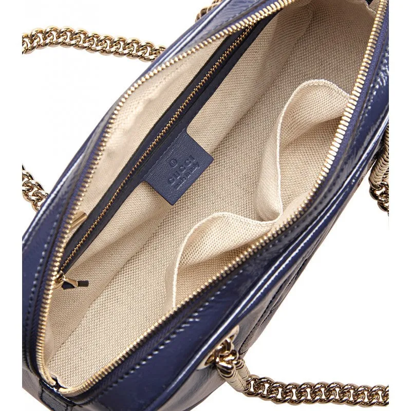 Gucci Blue Soho soft patent leather shoulder bag