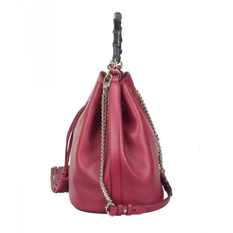 Gucci Bordeaux leather Miss Bamboo bucket bag
