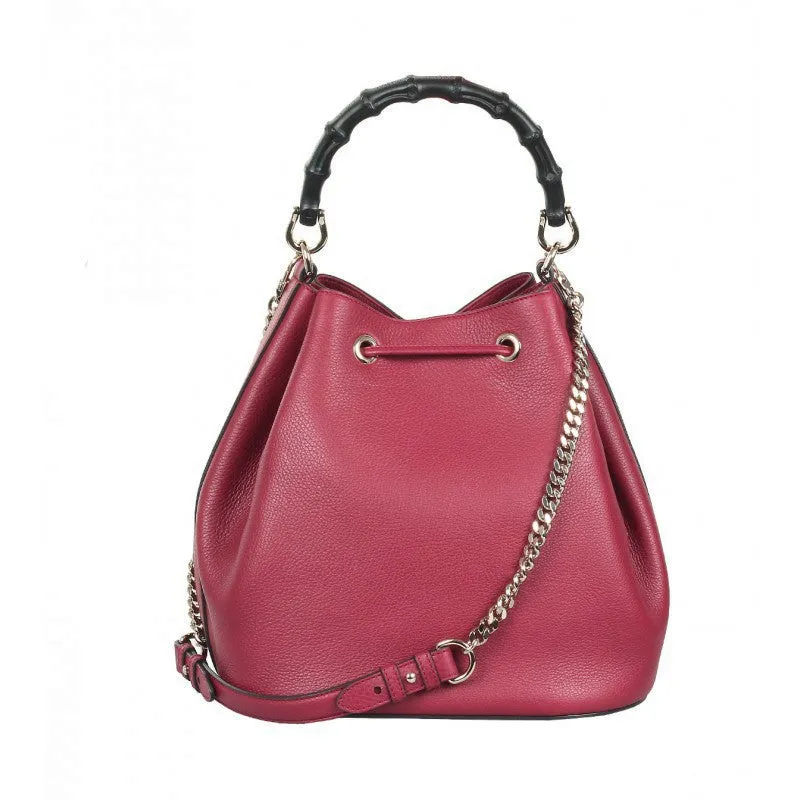 Gucci Bordeaux leather Miss Bamboo bucket bag