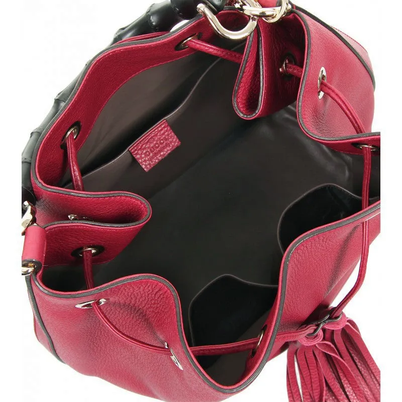 Gucci Bordeaux leather Miss Bamboo bucket bag