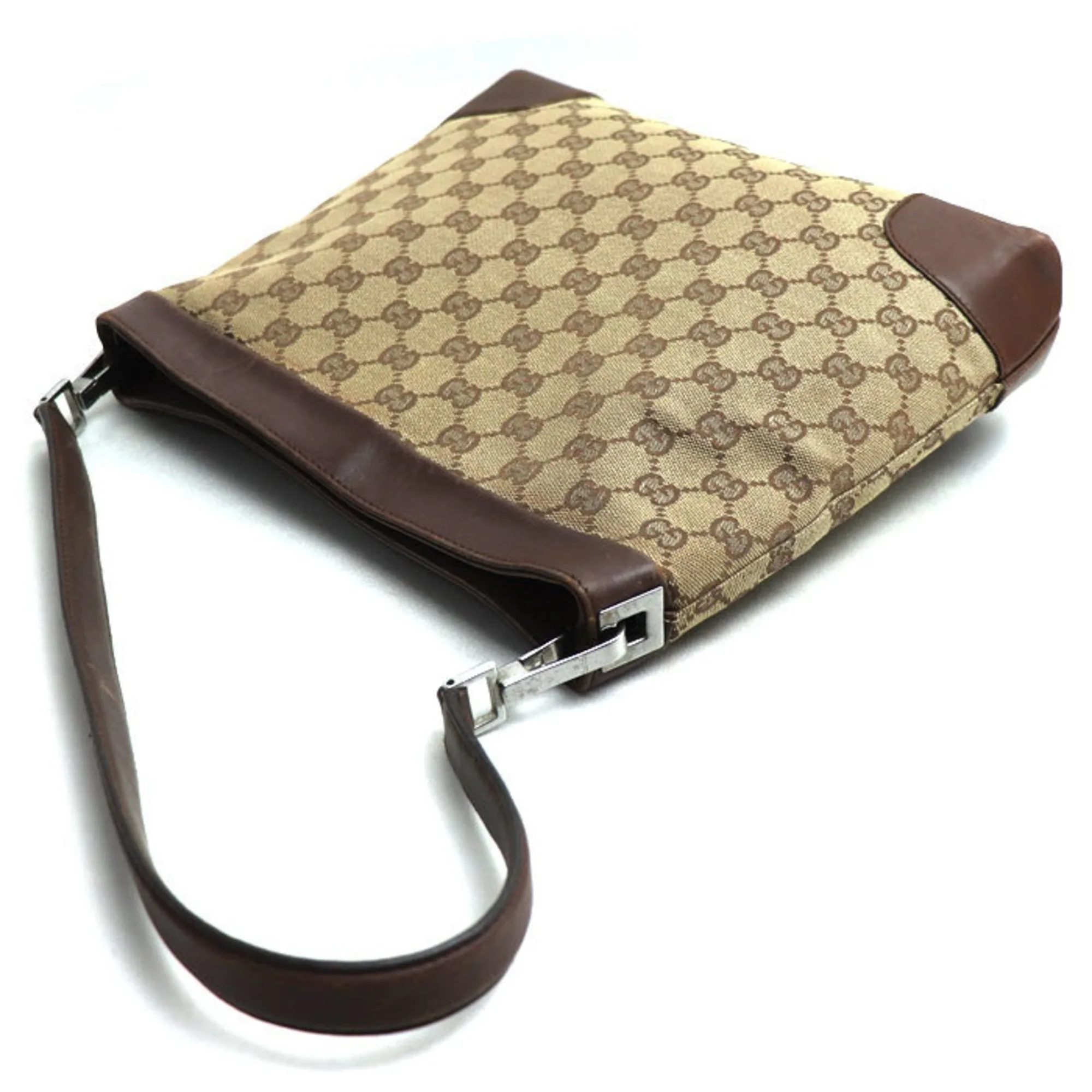Gucci Gg Canvas Gg Canvas Leather Shoulder Bag (Pre-Owned)