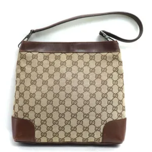 Gucci Gg Canvas Gg Canvas Leather Shoulder Bag (Pre-Owned)