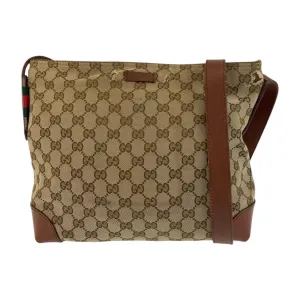 Gucci  Gg Canvas Leather Messenger Bag Shoulder Bag (Pre-Owned)
