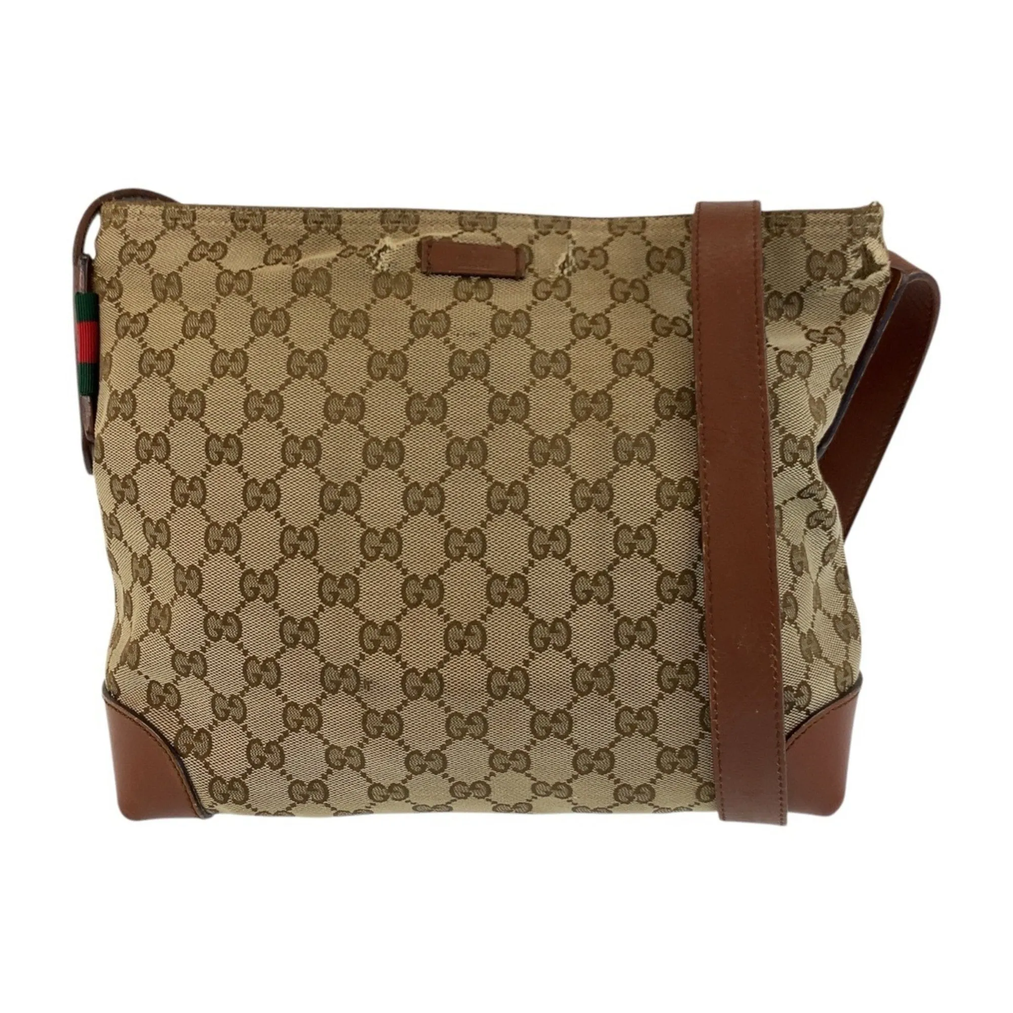 Gucci  Gg Canvas Leather Messenger Bag Shoulder Bag (Pre-Owned)