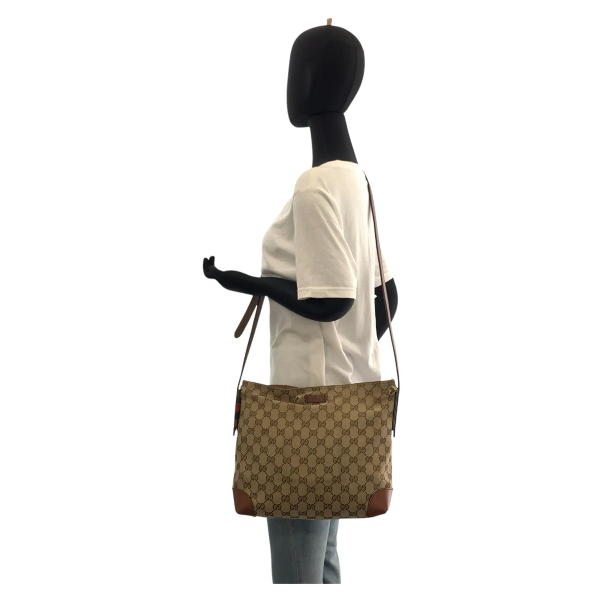 Gucci  Gg Canvas Leather Messenger Bag Shoulder Bag (Pre-Owned)