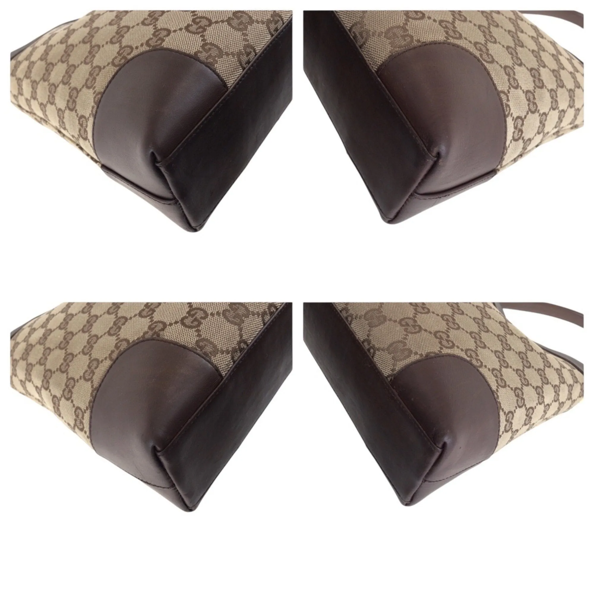 Gucci Gg Canvas Leather Shoulder Bag (Pre-Owned)