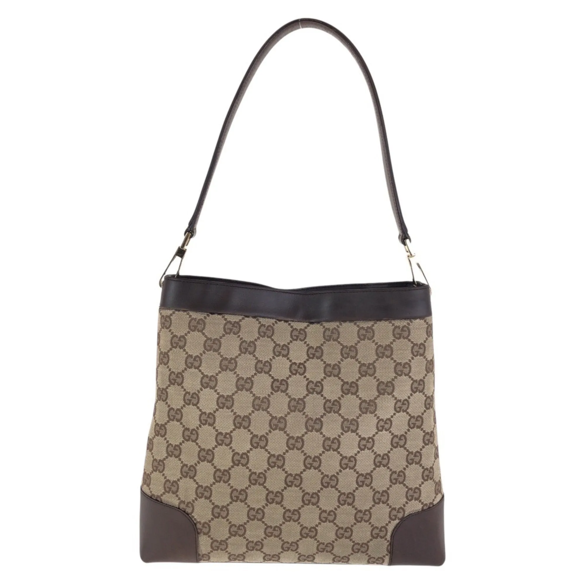 Gucci Gg Canvas Leather Shoulder Bag (Pre-Owned)