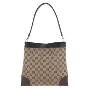 Gucci Gg Canvas Leather Shoulder Bag (Pre-Owned)