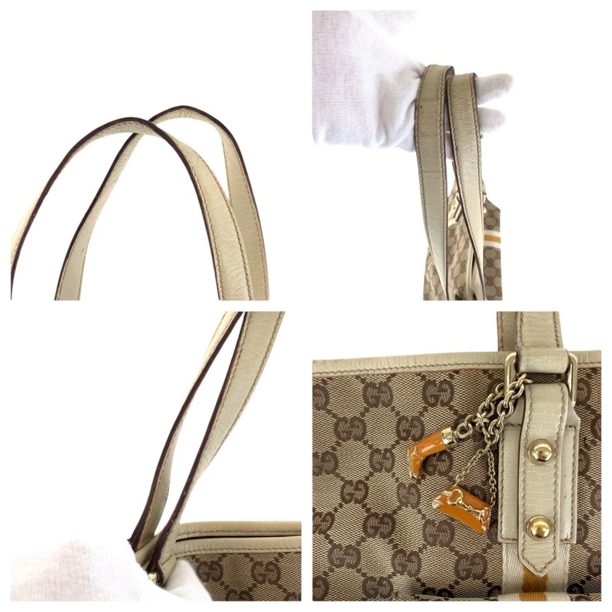 Gucci  Gg Canvas Leather Shoulder Bag Tote Bag (Pre-Owned)