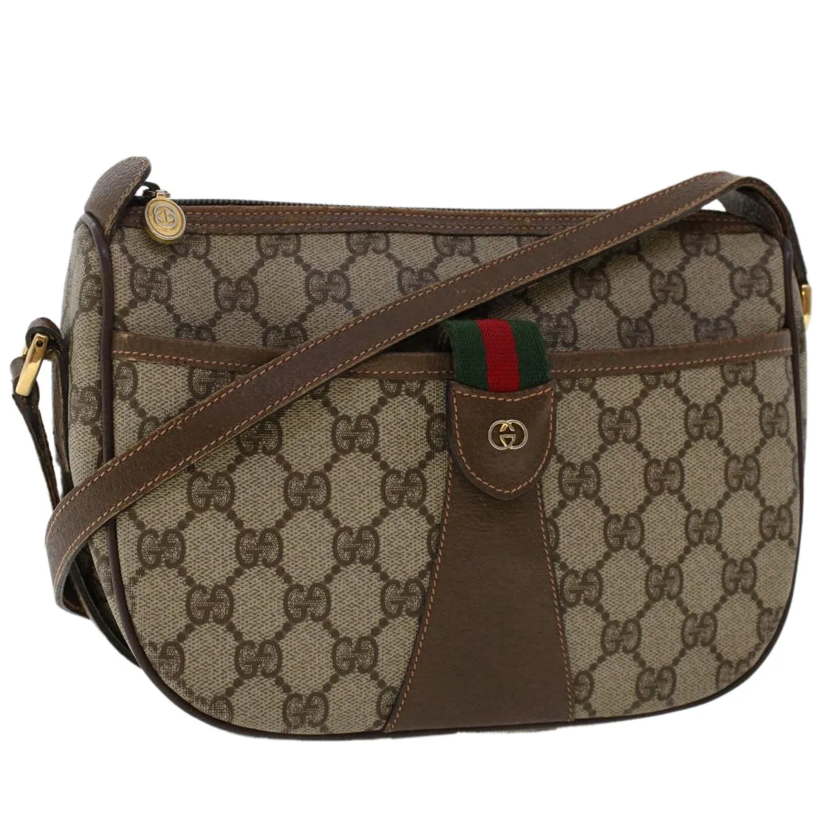 GUCCI GG Canvas Web Sherry Line Shoulder Bag Beige 0011936177  ar9950