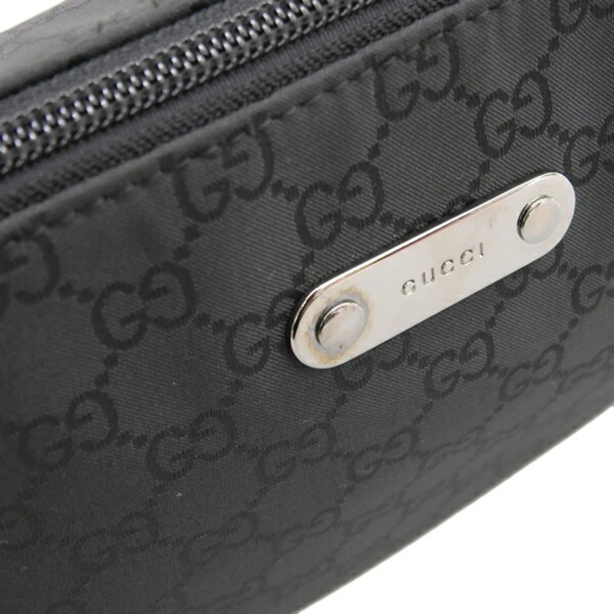 GUCCI GG Nylon Shoulder Bag 190628 Black Ladies