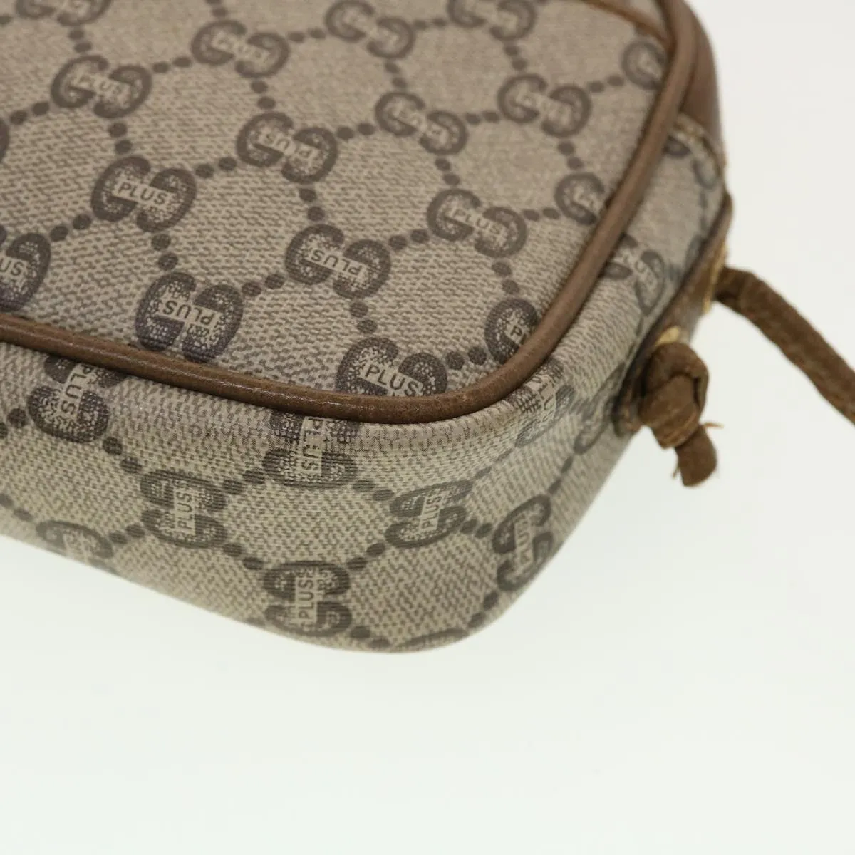 GUCCI GG Plus Canvas Shoulder Bag PVC Leather Beige  th3681